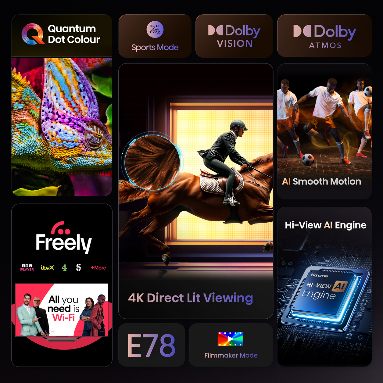 Hisense 50" E78QTUK QLED Smart AI TV with Freely