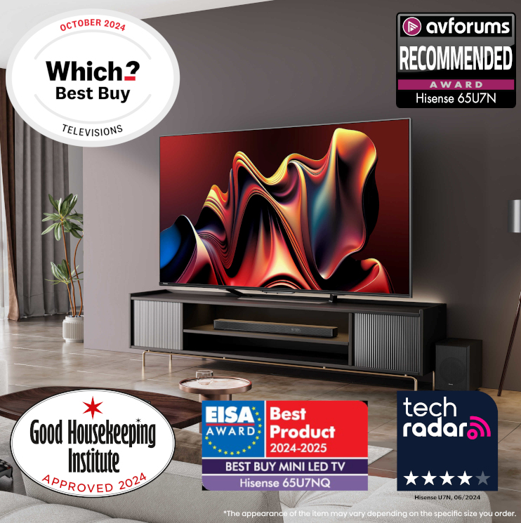 Hisense 65U7NQTUK TV 165.1 cm (65") 4K Ultra HD Smart TV Wi-Fi Black 1500 cd/m²