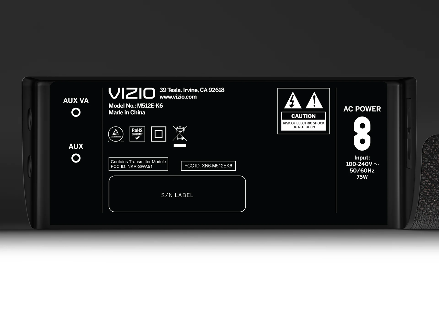 VIZIO M512E-K6 soundbar speaker Black 5.1.2 channels