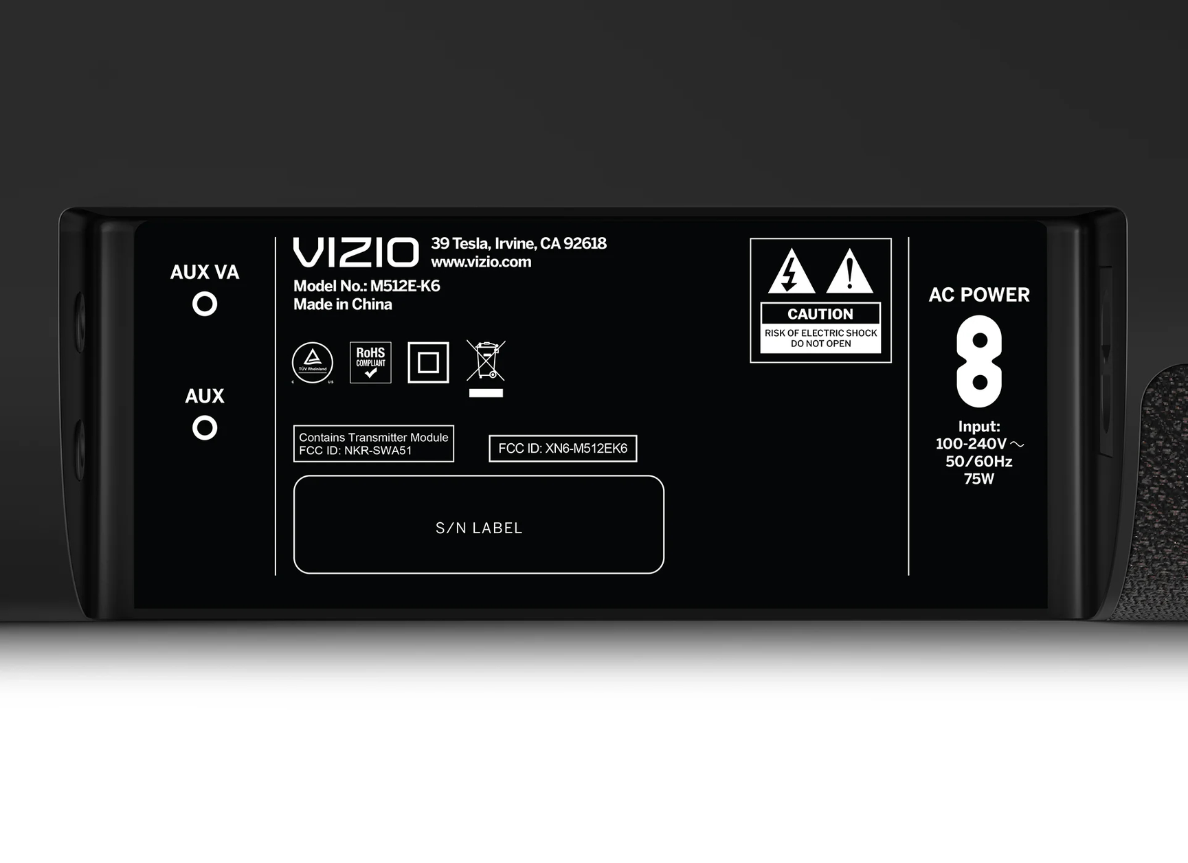VIZIO M512E-K6 soundbar speaker Black 5.1.2 channels