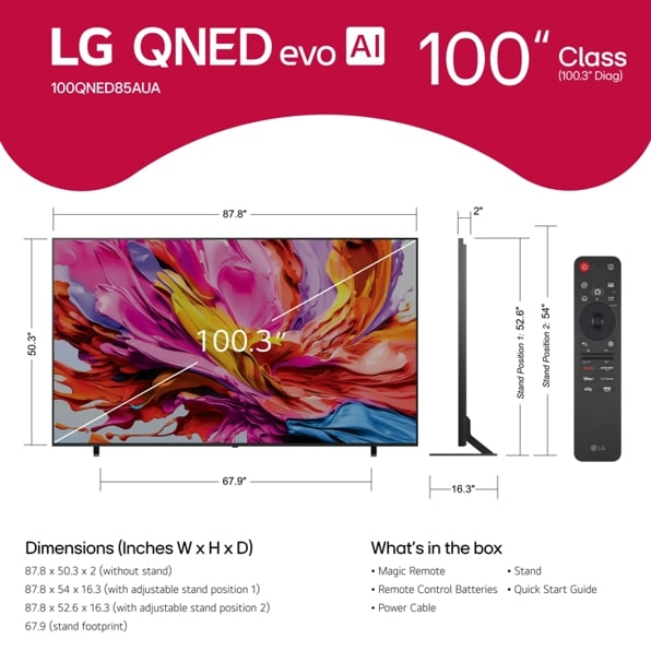 LG QNED evo AI 100QNED85AU TV 2.54 m (100") 4K Ultra HD Smart TV Wi-Fi Black