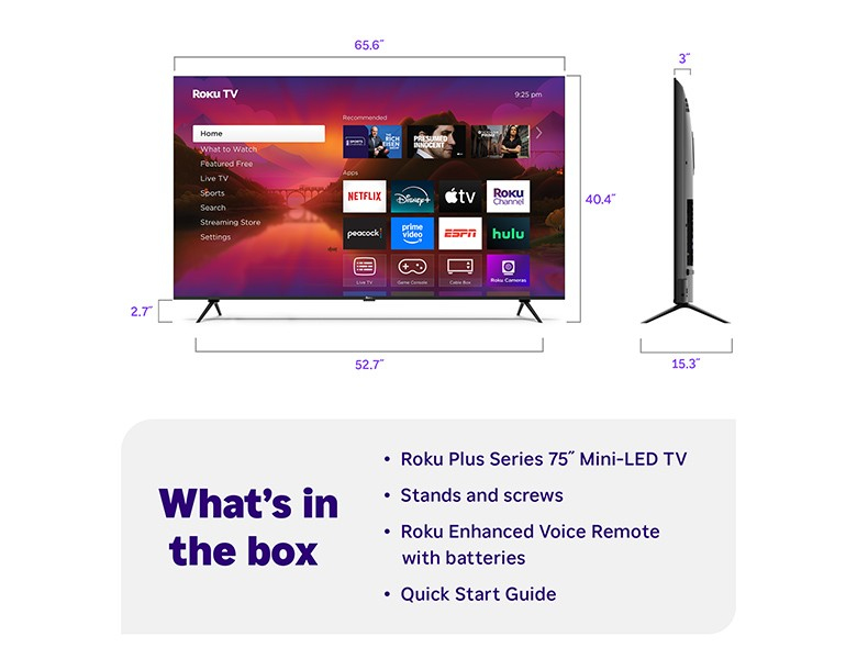 Roku 75R6C7 TV 165.1 cm (65") 4K Ultra HD Smart TV Wi-Fi Black