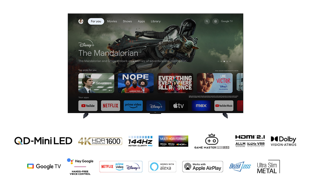 TCL C80 Series 98C805K TV 2.49 m (98") 4K Ultra HD Smart TV Wi-Fi Black